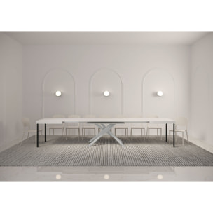 Mesa extensible 90x140/400 cm Karida fresno blanco patas blanca