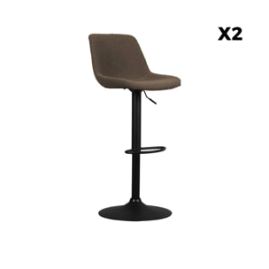 Lot de 2 tabourets de bar réglables - Noah - bouclette texturée taupe - hauteur réglable 60.5/81.5cm . repose-pieds