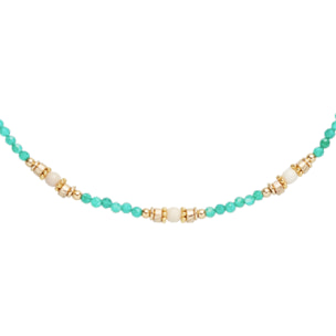 Collana U.S. Polo Assn. In metallo dorato con agata verde chiaro