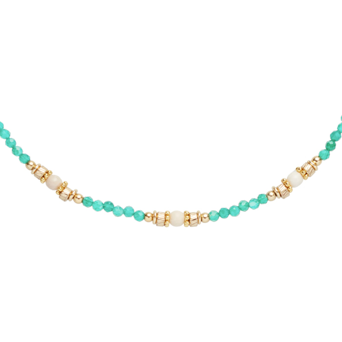 Collana U.S. Polo Assn. In metallo dorato con agata verde chiaro