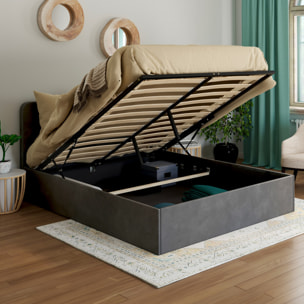 Lit coffre Louise 140x190cm velours gris