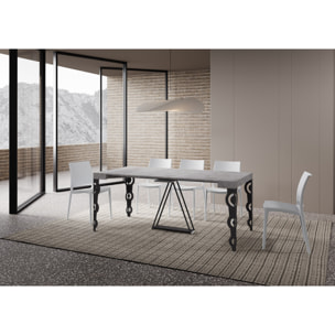 Consola extensible 90x40/300cm Aceres cemento estructura antracita