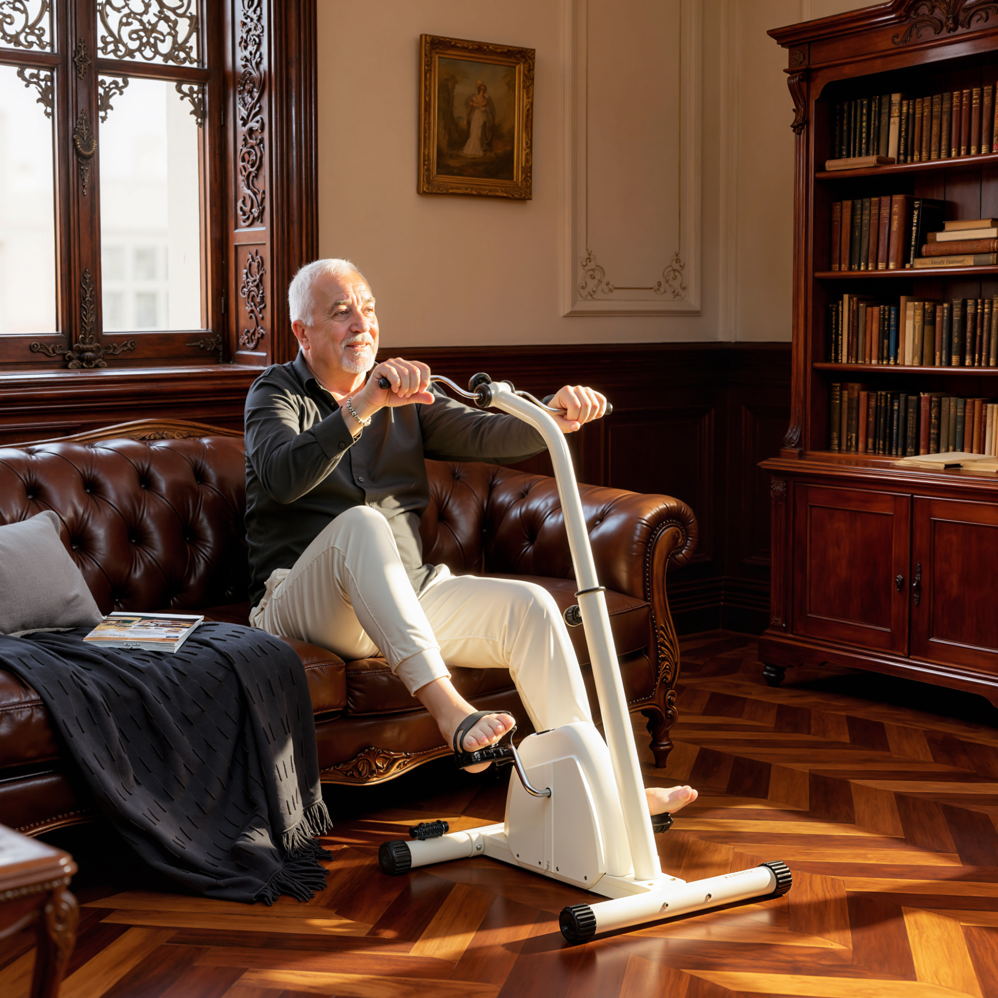 Vélo de rééducation bras et jambes réglable rouleaux massage écran LCD multifonction blanc