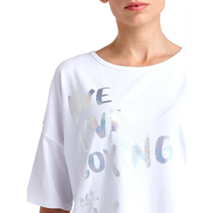 Camiseta maxi de manga corta de mujer brillante