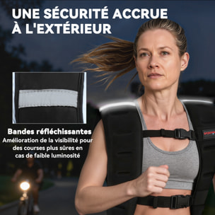 Gilet lesté veste lestée 8 Kg max. sangles réglables bandes réfléchissantes néoprène noir