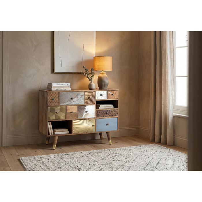 Aparador de Madera de Mango Estilo Boho Retro