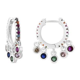 Pendientes acabado plata y Circonita Multicolor