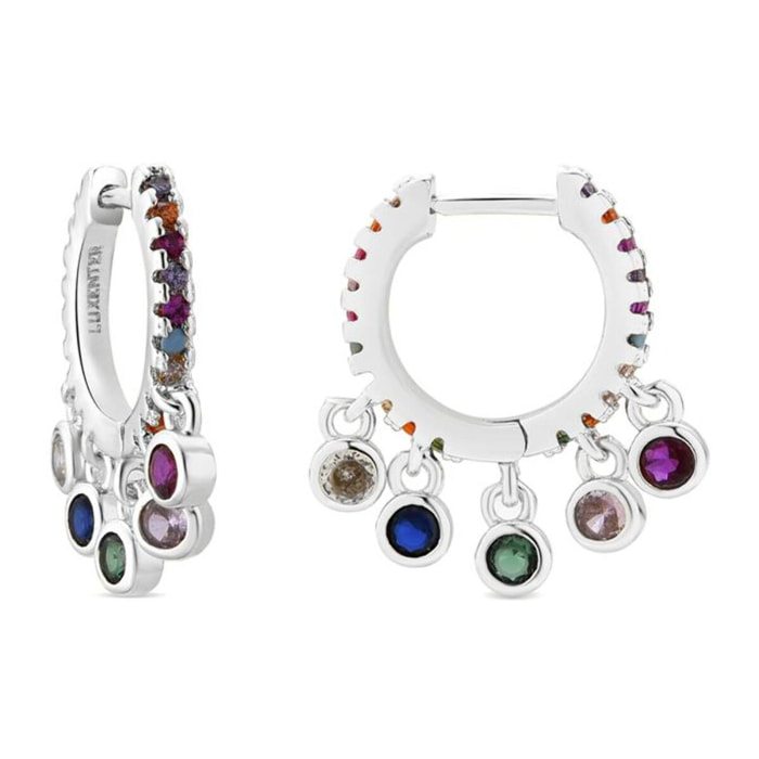 Pendientes acabado plata y Circonita Multicolor