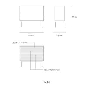Cómoda Totem 2 puertas gris antracita