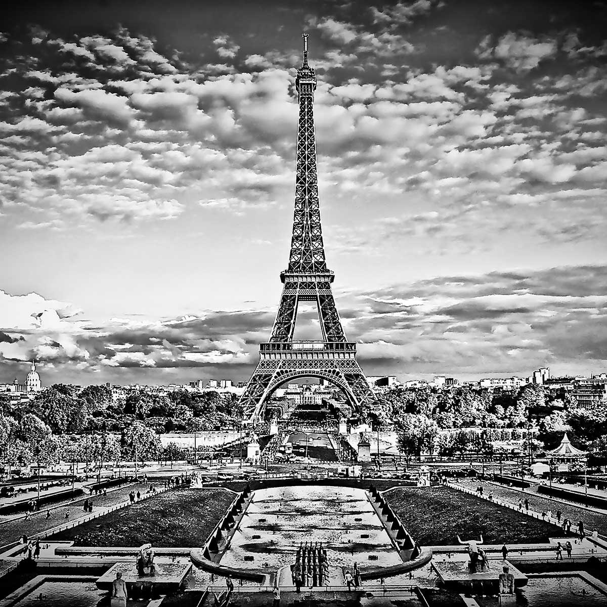 Tableau noir et blanc paris tour eiffel Toile imprimée