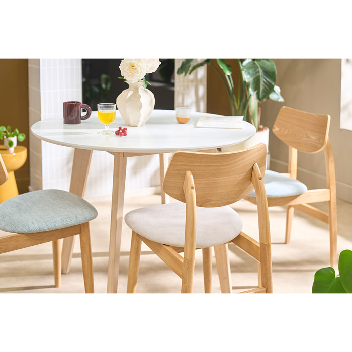 Chaises scandinaves en bois clair et tissu effet velours texturé beige (lot de 2) ELION