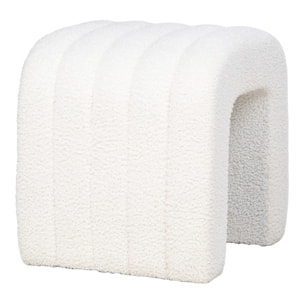 Pouf Colma in bouclé bianco forma arcata 42x41x36 cm