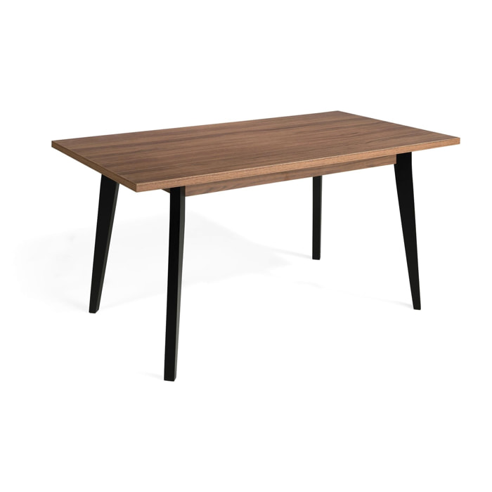 Mesa de comedor fija DOVER - nogal canaleto, negro - 160x90x75cm