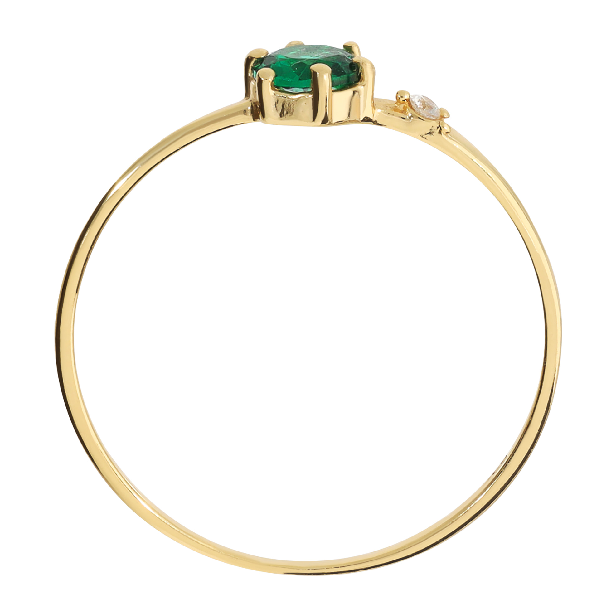 Anello Solitario in Argento 925 placcato Oro Giallo 18Kt con Cubic Zirconia