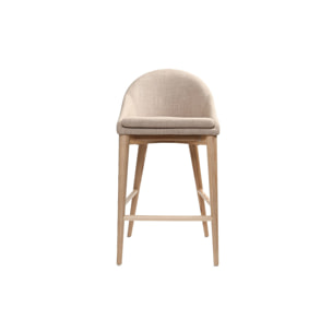 Tabourets de bar scandinaves en tissu beige et frêne massif H66 cm (lot de 2) DALIA