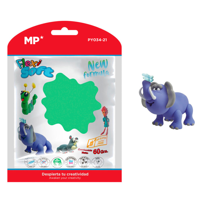 PACK 12 Uds. PASTA DE MODELAR 60 g VERDE NAVIDAD