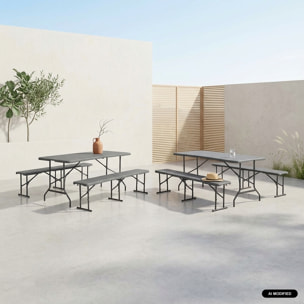 Table de réception pliante acier 2 bancs (lot de 2) FIESTA SET