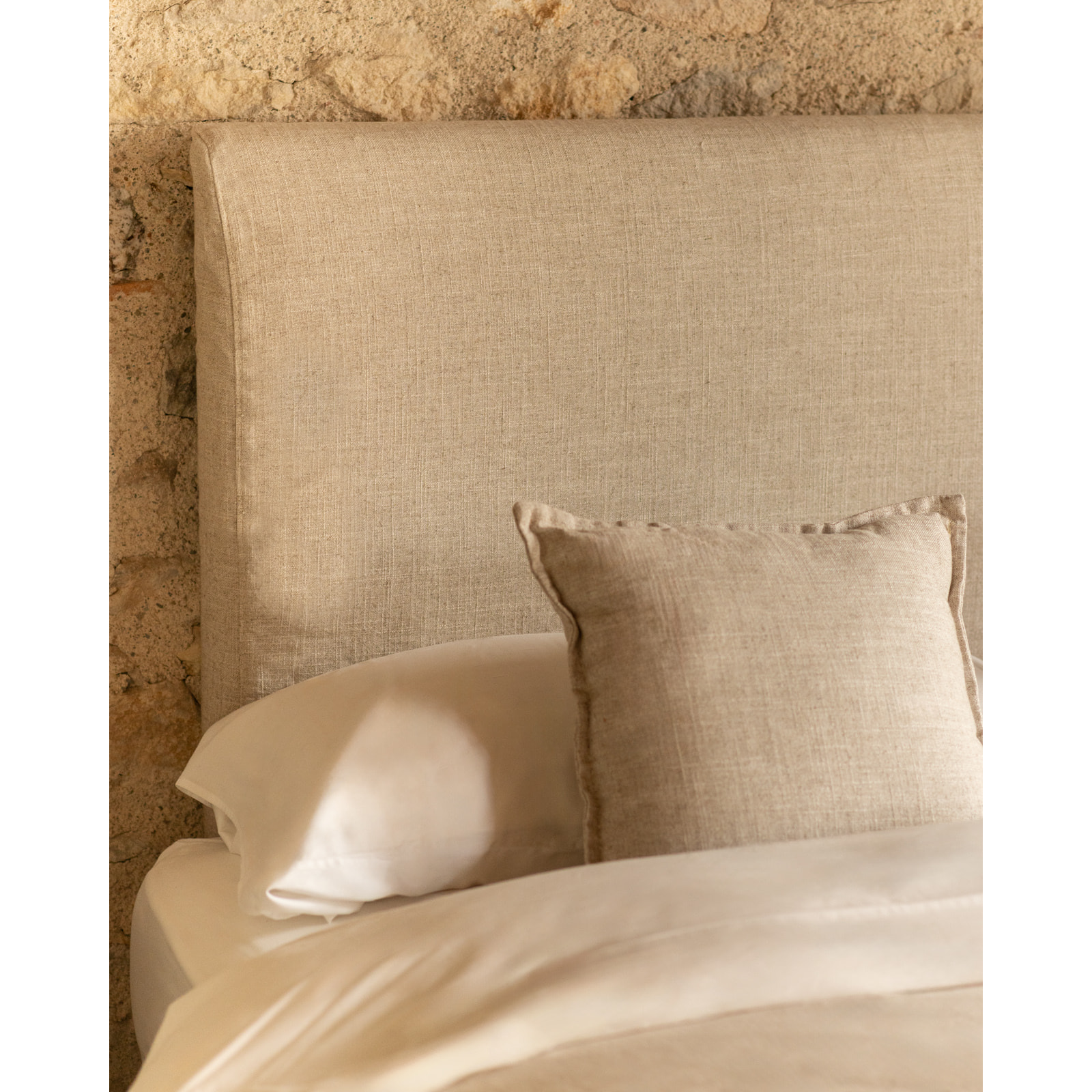 Cabecero tapizado desenfundable de lino beige de varias medidas