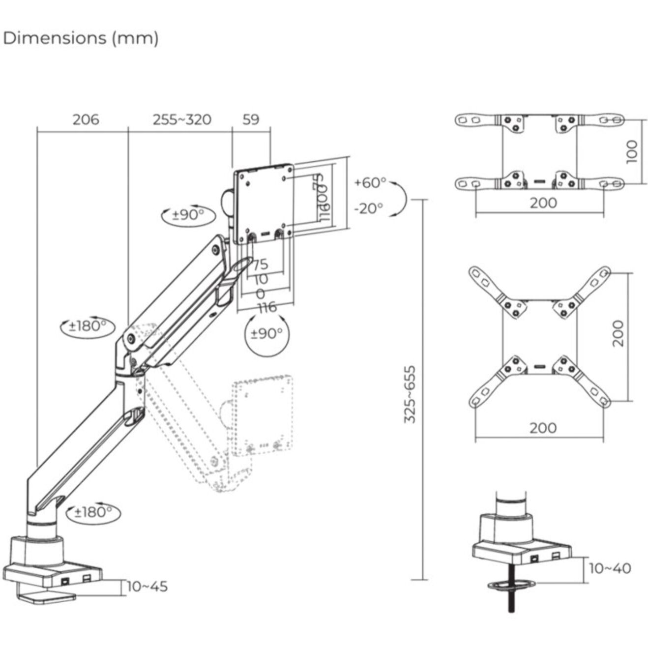 Support écran OPLITE OPLITE MT57 MONITOR ARM