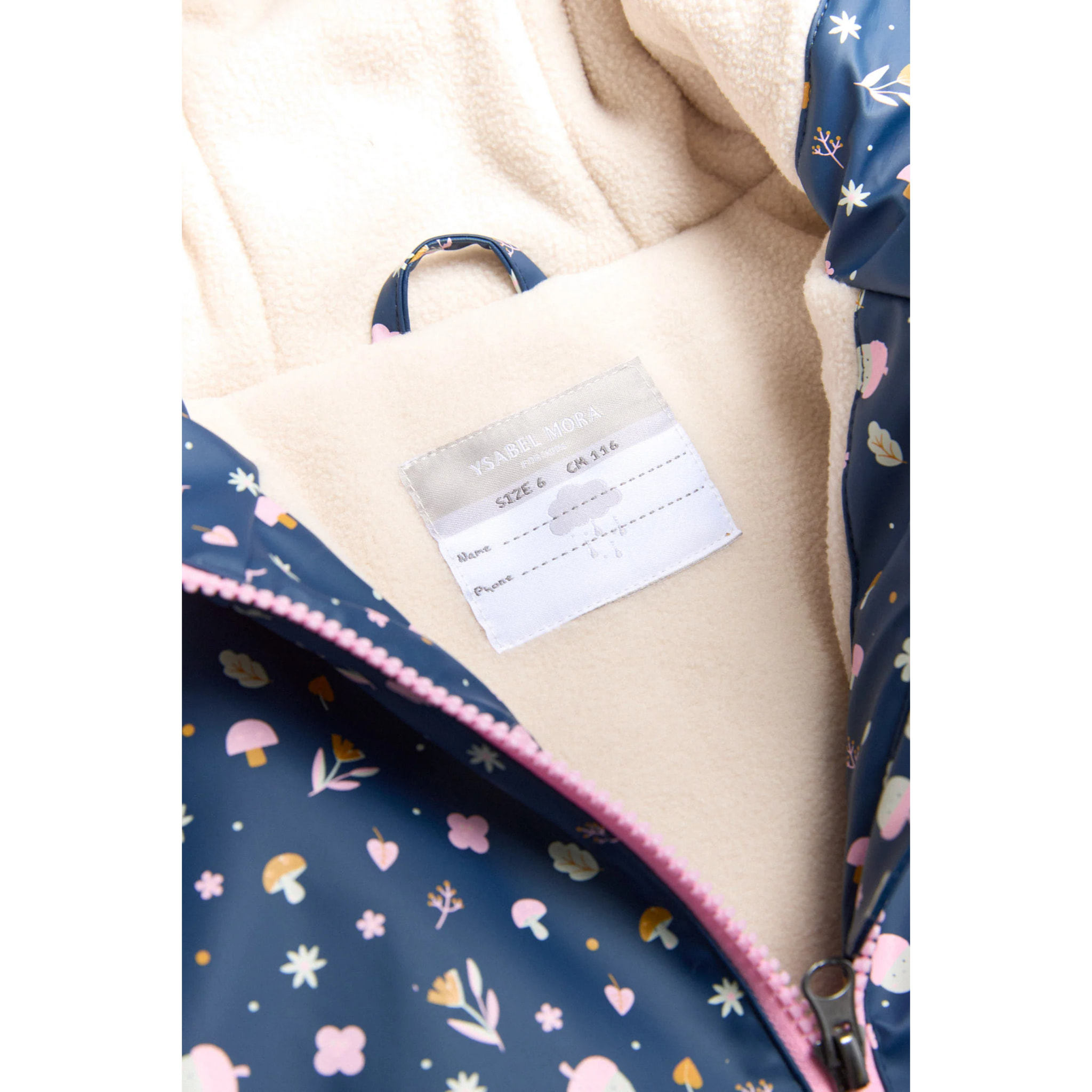 Impermeabile per bambini con interno in peluche e stampa autunnale