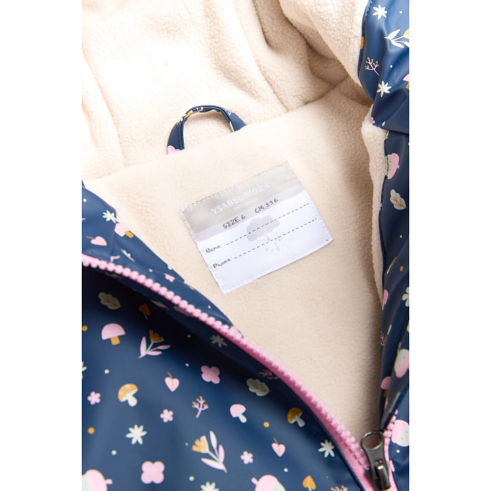 Impermeabile per bambini con interno in peluche e stampa autunnale