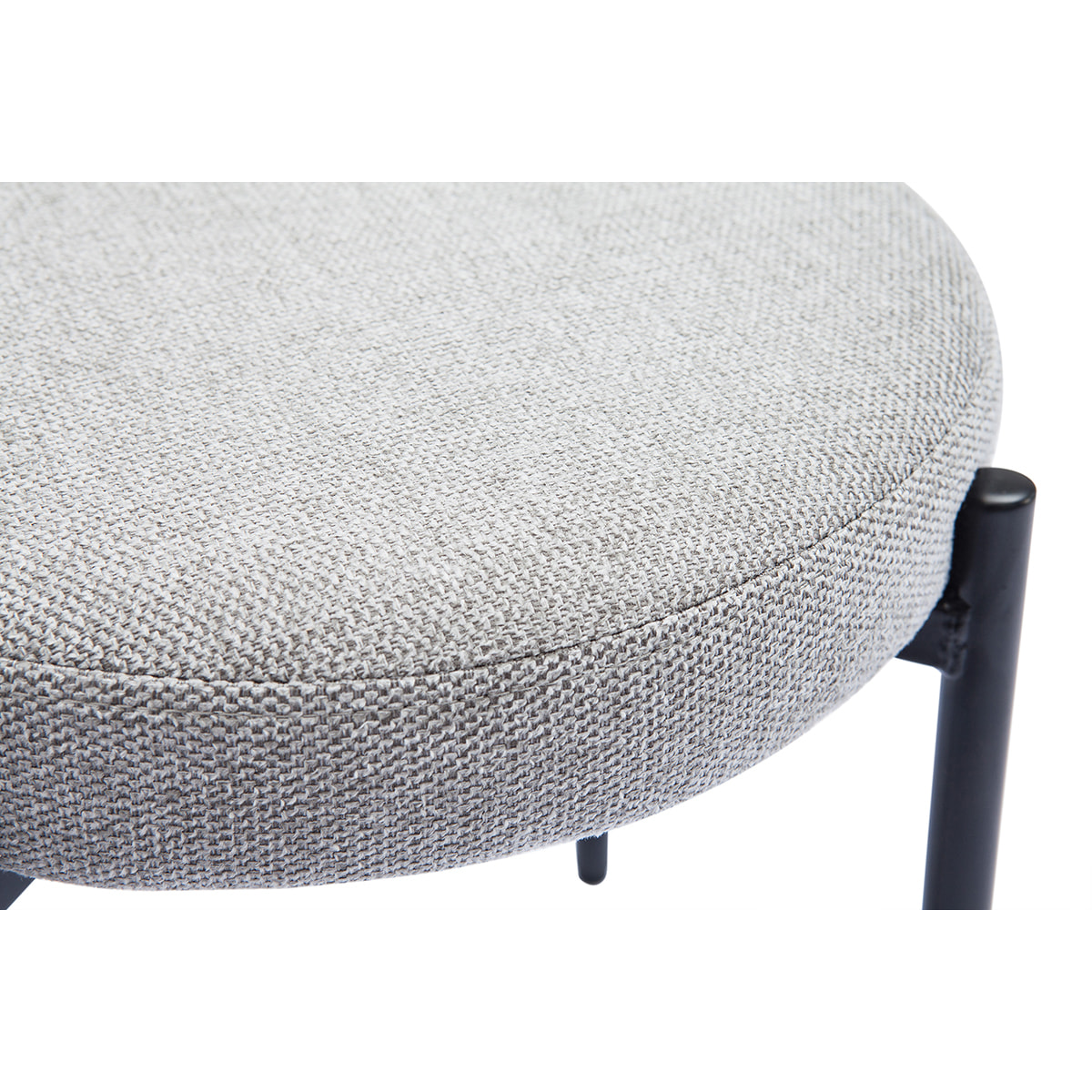 Tabouret bas empilable en tissu effet velours texturé gris clair et métal noir H41 cm KIKO