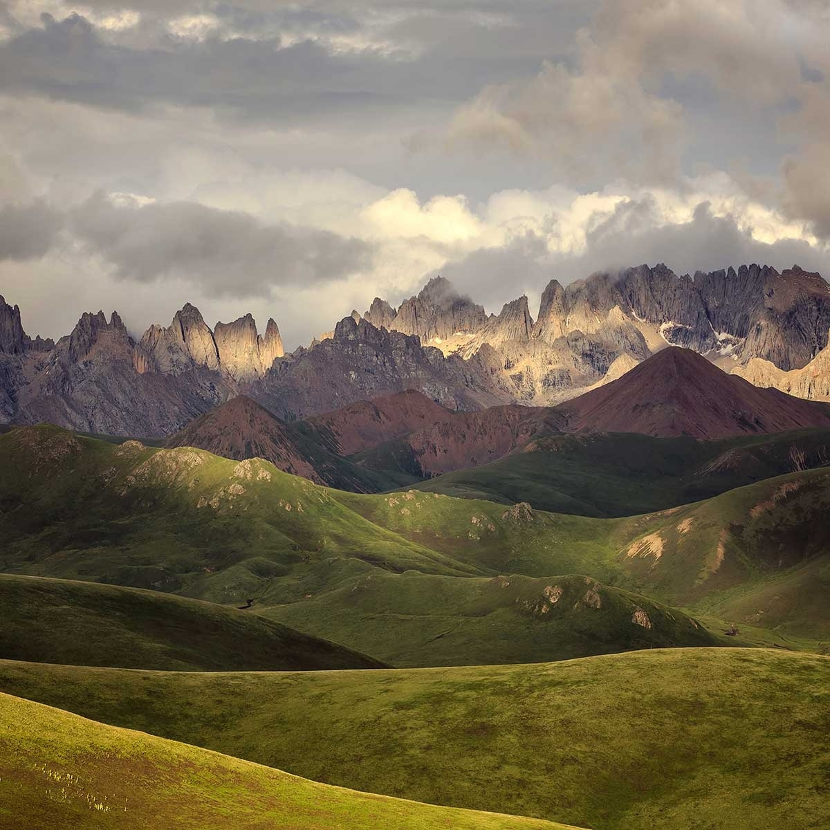 Affiche Plateau Tibetain Affiche + cadre en bois - Chêne