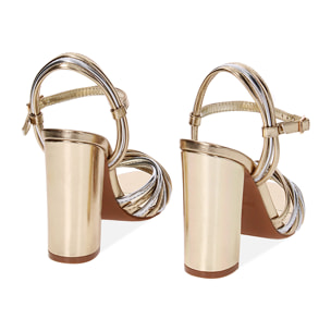 Sandali con tacco oro in laminato