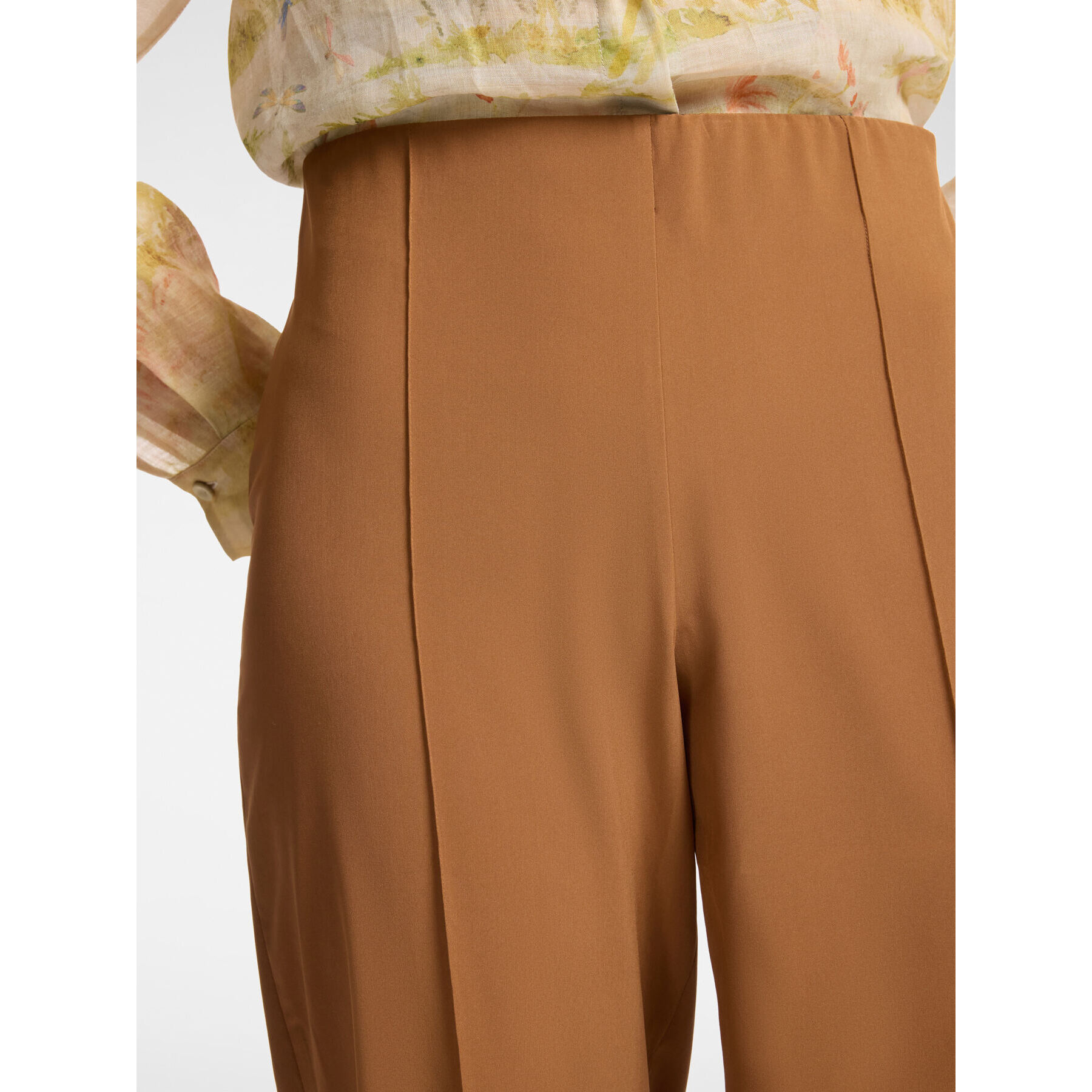 Elena Mirò - Pantalón recto en tejido ligero - Marrón