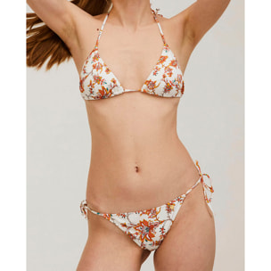 Braga de bikini semibrasileña con lazos y estampado floral
