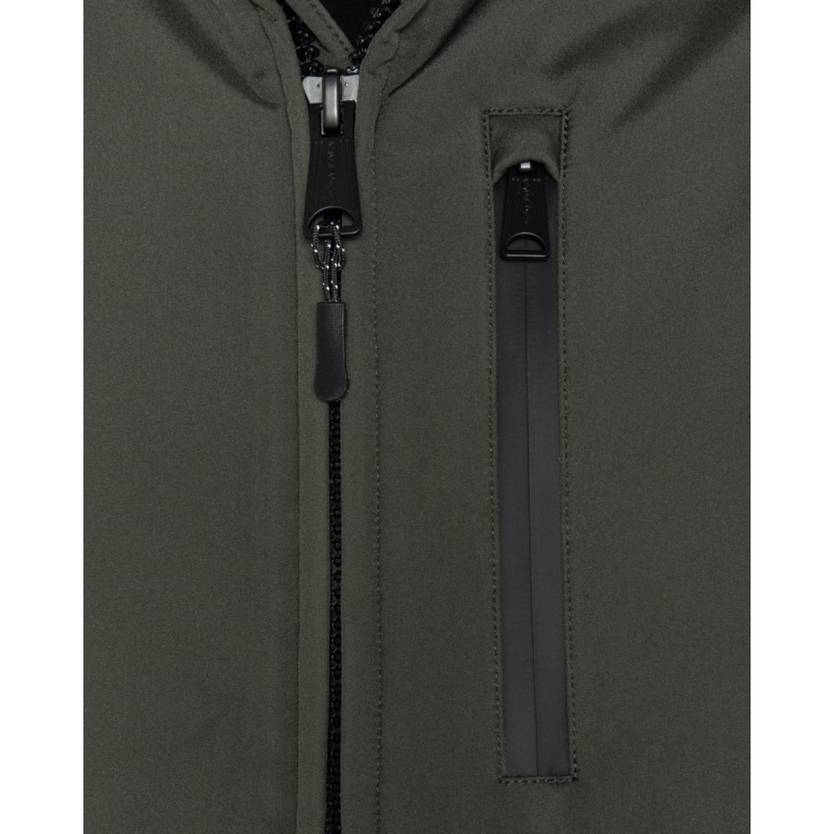 KALE HOODED SHORT JACKET IN BONDED SOFT SHELL 94% POLYESTER 6% ELASTHANE / 100% POLYESTER Cachi