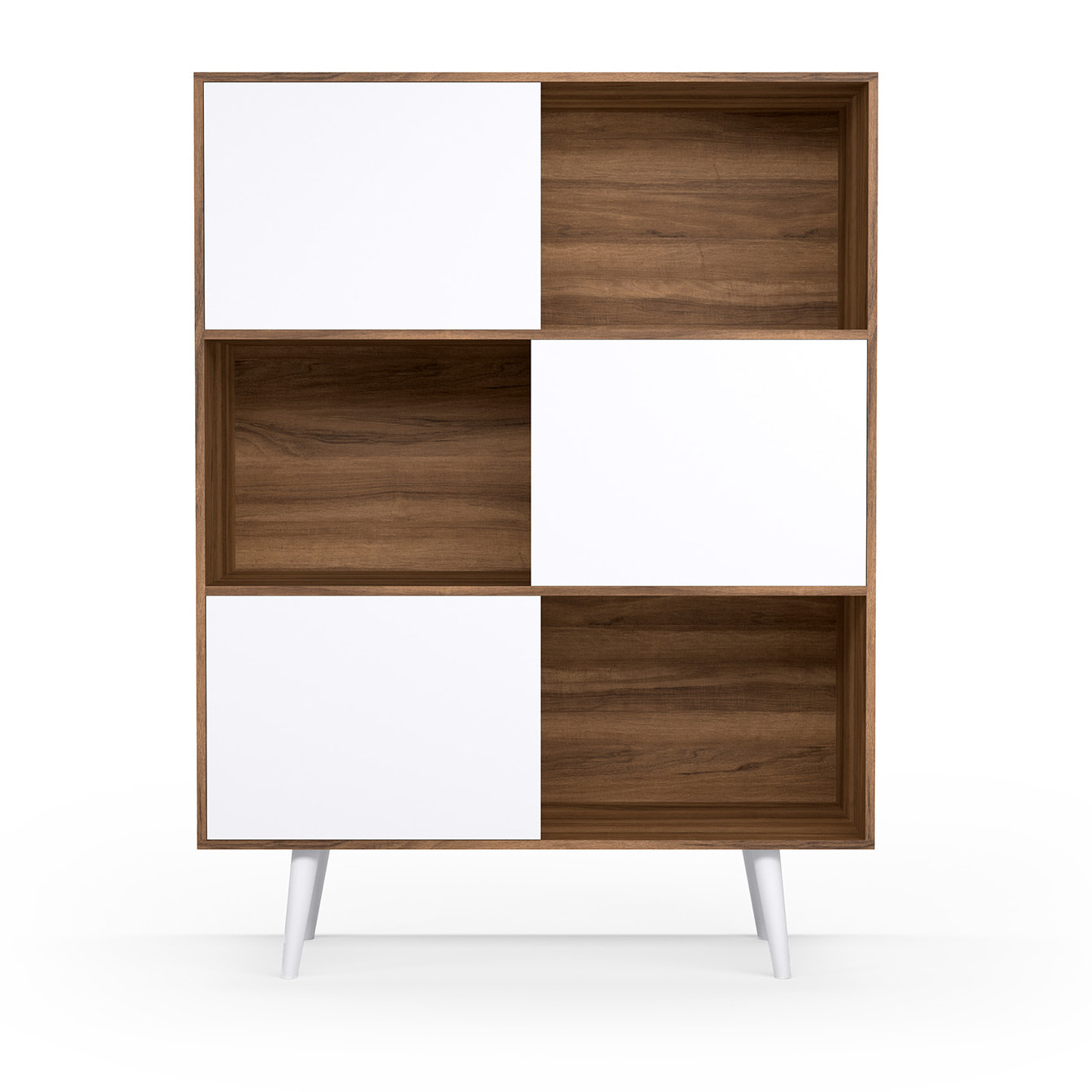 Estantería librería Nordic melamina nogal-blanco 131x100x30 cm