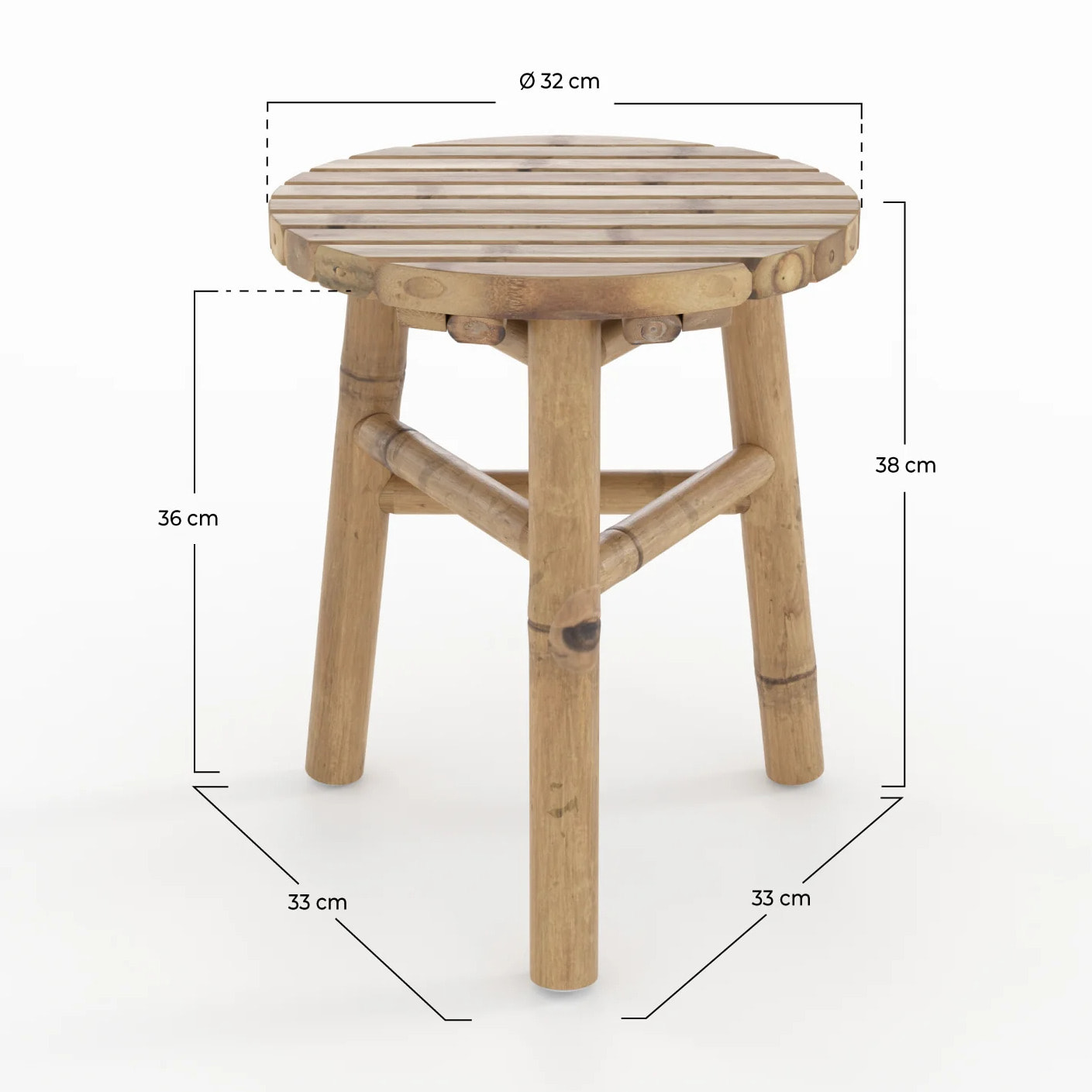 Tabouret de jardin en bambou H38 cm - Eli