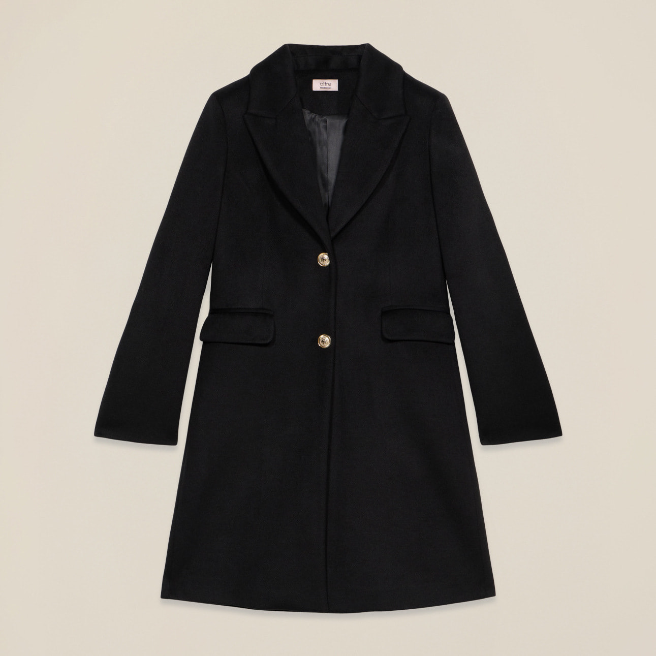 Oltre - Cappotto midi con bottoni dorati - Nero