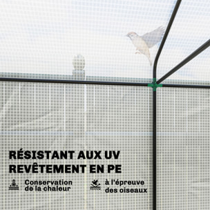 Serre de jardin 2,8 m² porte zippée 2 fenêtres acier PE blanc