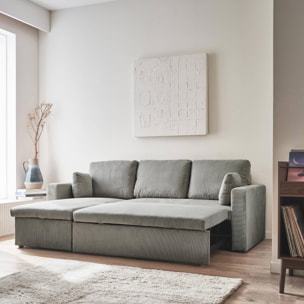 Canapé d'angle convertible réversible 3 places velours côtelé IDA