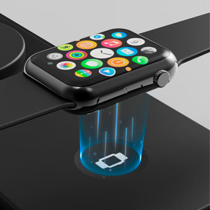 Base di ricarica portatile pieghevole in pelle. Magsafe 15W + Qi 5W + SmartWatch 3W.