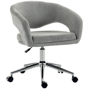 Chaise de bureau design ajouré enveloppant tissu gris