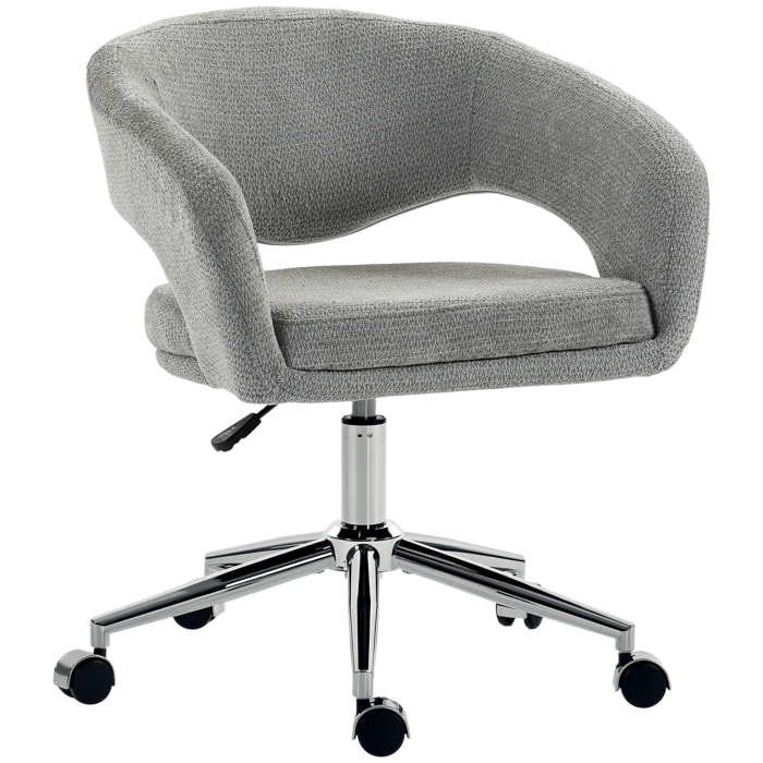 Chaise de bureau design ajouré enveloppant tissu gris