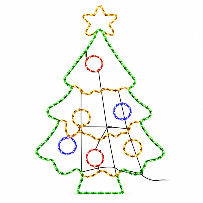 Árbol de navidad led con efecto intermitente con 205 leds multicolor, decoración navideña para exterior e interior, 52x79,5 cm