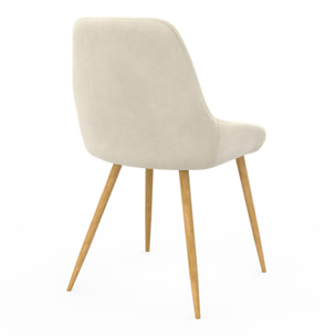 Chaises Olivia en velours crème et pieds bois - lot de 6