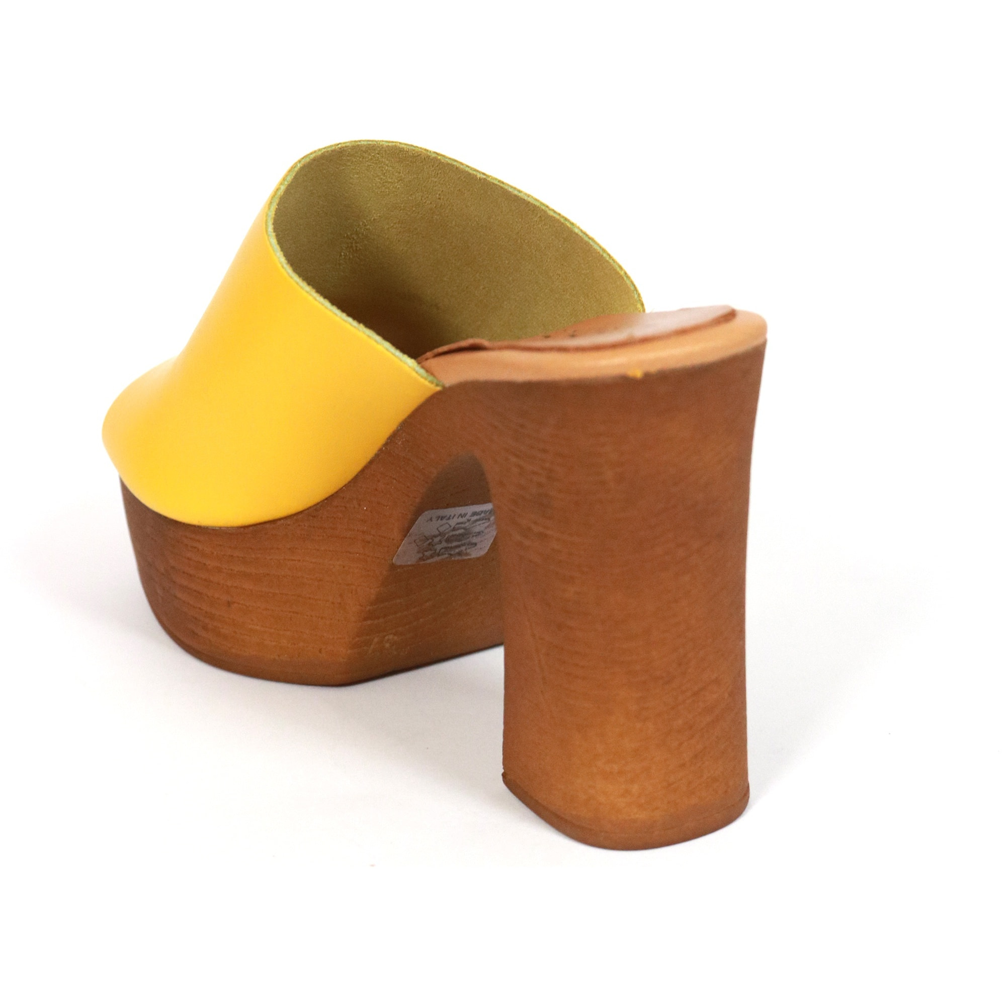 MULE TACCO WOOD CHOCOLA' GIALLO