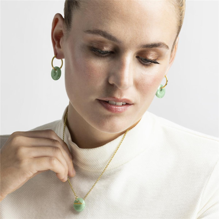 Pendientes con Jade Verde acabado oro 18k