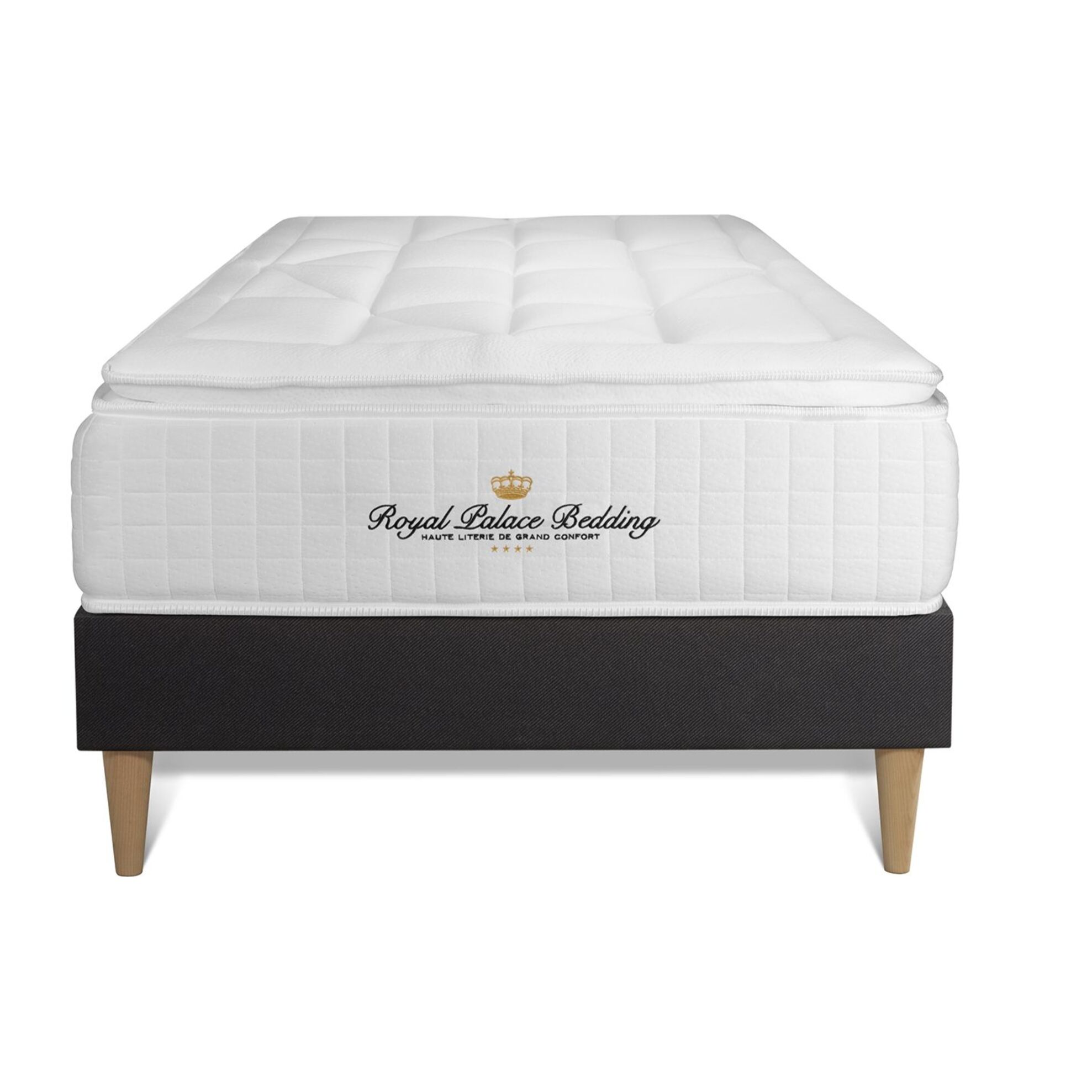 Ensemble George V + Sommier Tapissier multi-lattes cm d'épaisseur - Matelas à Ressorts ensachés et mémoire de forme de 28cm d'épaisseur