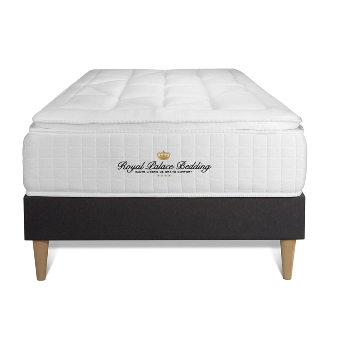 Ensemble George V + Sommier Tapissier multi-lattes cm d'épaisseur - Matelas à Ressorts ensachés et mémoire de forme de 28cm d'épaisseur