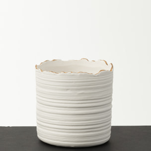 J-Line cachepot Haut - porcelaine - blanc/or - small