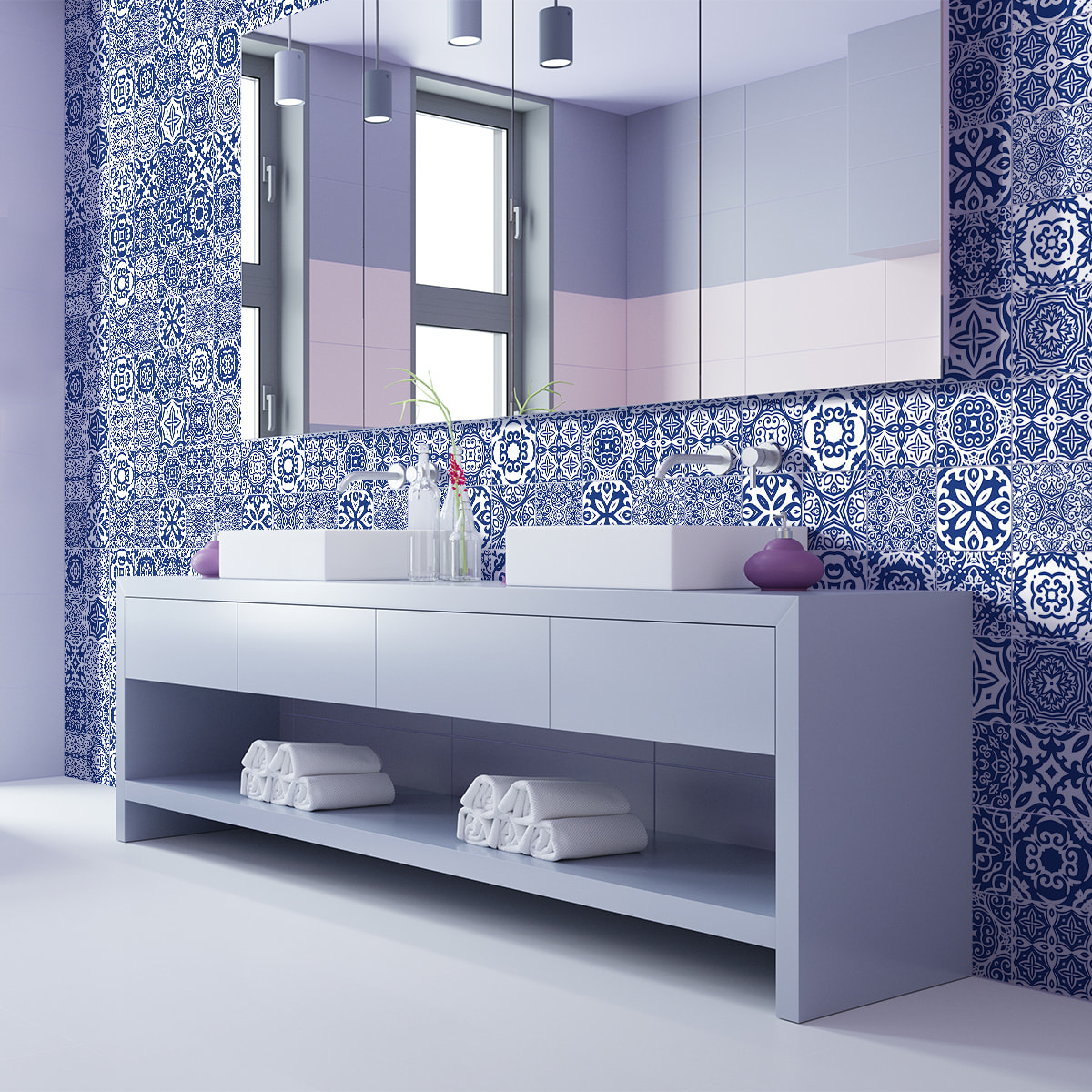 Stickers muraux - Sticker Mural Carrelage adhésif Cuisine Salle de Bain - 60 STICKERS CARRELAGES AZULEJOS BARBARA