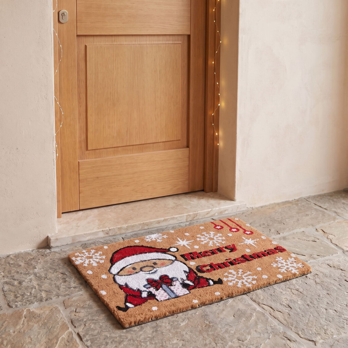 Zerbino natalizio Babbo Natale Merry Christmas in cocco e PVC - Multicolore