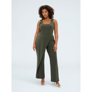 Fiorella Rubino - Pantaloni in jersey con chiusura portafoglio - Verde militare