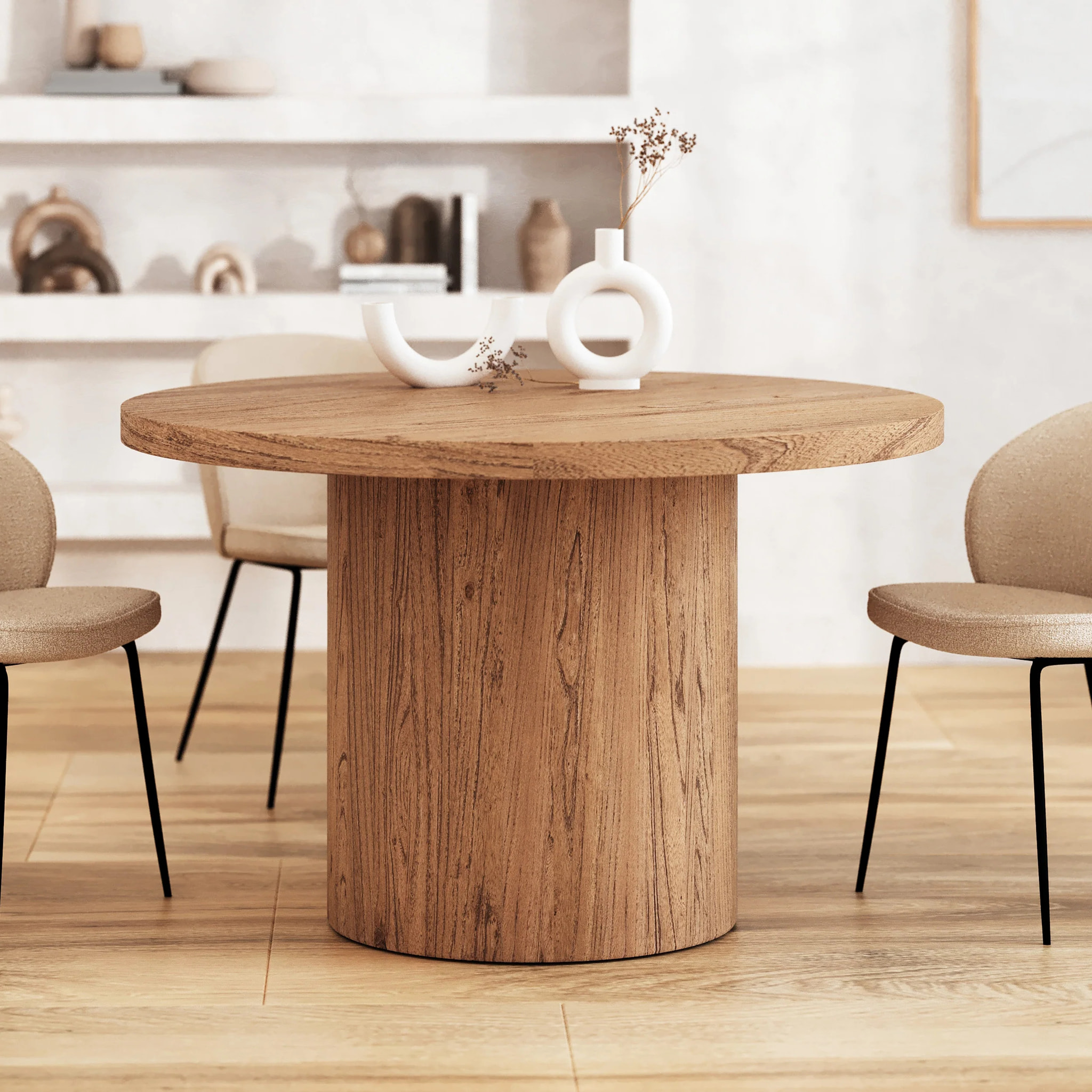 Table ronde en bois d'orme 4 personnes - Gaston